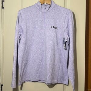 NWT Huk Purple 1/4 Zip Cold Front Performance Pullover Fishing Top Size Large